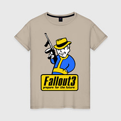 Футболка хлопковая женская Fallout 3 Man, цвет: миндальный