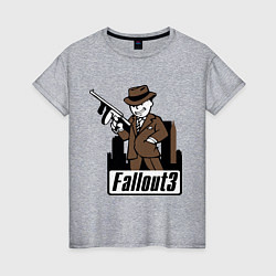 Футболка хлопковая женская Fallout Man with gun, цвет: меланж