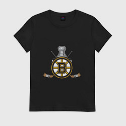 Футболка хлопковая женская Boston Bruins Hockey, цвет: черный