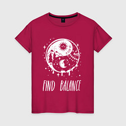 Футболка хлопковая женская Find Balance, цвет: маджента
