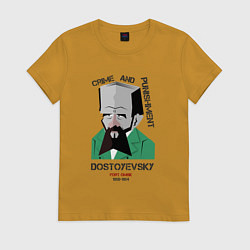 Футболка хлопковая женская Dostoevsky Crime, цвет: горчичный