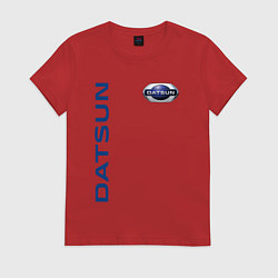 Футболка хлопковая женская Datsun логотип с эмблемой, цвет: красный