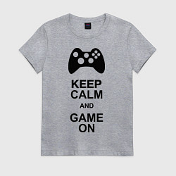 Футболка хлопковая женская Keep Calm & Game On, цвет: меланж