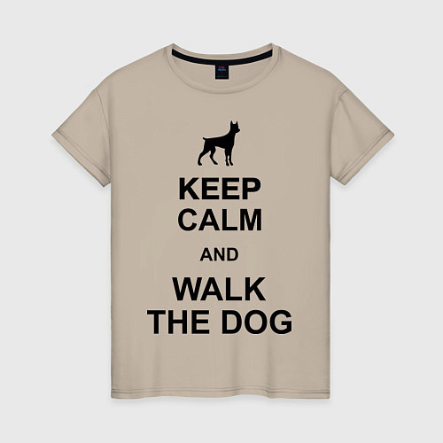 Женская футболка Keep Calm & Walk the dog / Миндальный – фото 1