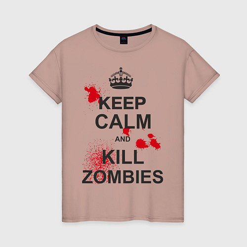 Женская футболка Keep Calm & Kill Zombies / Пыльно-розовый – фото 1