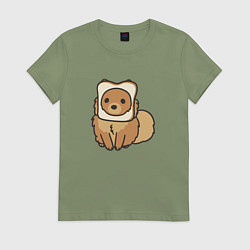 Футболка хлопковая женская Шпиц нахлебник, цвет: авокадо