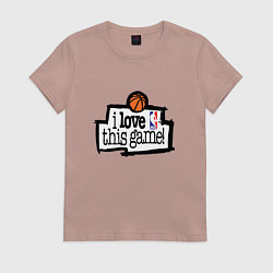 Футболка хлопковая женская Basketball: I love this game, цвет: пыльно-розовый