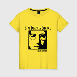 Футболка хлопковая женская Give Peace a Chance, цвет: желтый