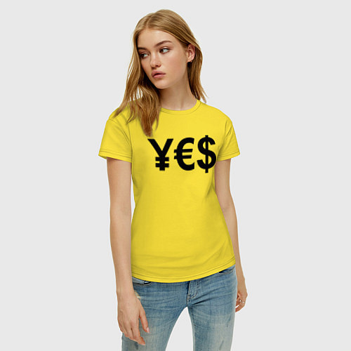 Женская футболка YE$ / Желтый – фото 3