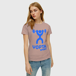 Футболка хлопковая женская Yopta Sport, цвет: пыльно-розовый — фото 2