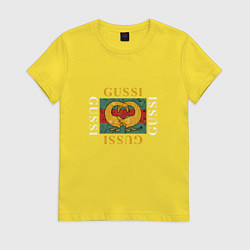 Футболка хлопковая женская GUSSI Love, цвет: желтый