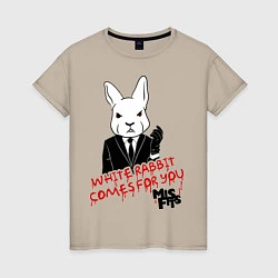 Футболка хлопковая женская Misfits: White rabbit, цвет: миндальный
