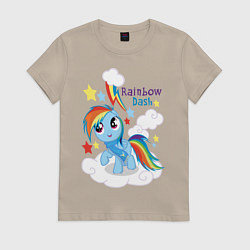 Футболка хлопковая женская Rainbow Dash, цвет: миндальный