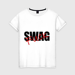 Футболка хлопковая женская SWAG Fuck, цвет: белый