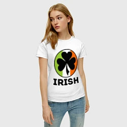 Футболка хлопковая женская Irish - цвет флага, цвет: белый — фото 2