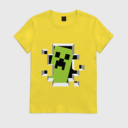 Футболка хлопковая женская Crash Minecraft, цвет: желтый