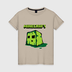 Футболка хлопковая женская Minecraft Creeper, цвет: миндальный