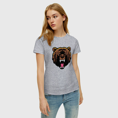 Женская футболка Злой медведь / Меланж – фото 3