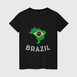 Футболка хлопковая женская Brazil Country, цвет: черный