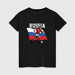 Футболка хлопковая женская Football Russia, цвет: черный