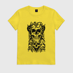 Футболка хлопковая женская Slayer Skulls, цвет: желтый