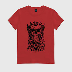 Футболка хлопковая женская Slayer Skulls, цвет: красный