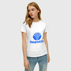 Футболка хлопковая женская Logo daewoo, цвет: белый — фото 2