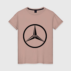 Футболка хлопковая женская Mercedes-Benz logo, цвет: пыльно-розовый