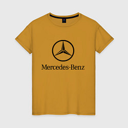 Футболка хлопковая женская Logo Mercedes-Benz, цвет: горчичный