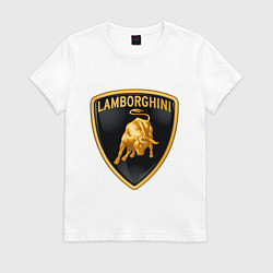 Футболка хлопковая женская Lamborghini logo, цвет: белый