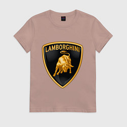 Футболка хлопковая женская Lamborghini logo, цвет: пыльно-розовый