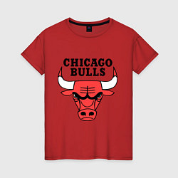 Футболка хлопковая женская Chicago Bulls, цвет: красный
