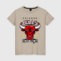 Футболка хлопковая женская Chicago Bulls est. 1966, цвет: миндальный