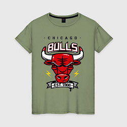 Футболка хлопковая женская Chicago Bulls est. 1966, цвет: авокадо