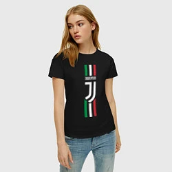 Футболка хлопковая женская FC Juventus: Italy, цвет: черный — фото 2