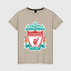 Футболка хлопковая женская Liverpool FC, цвет: миндальный