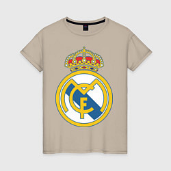 Футболка хлопковая женская Real Madrid FC, цвет: миндальный