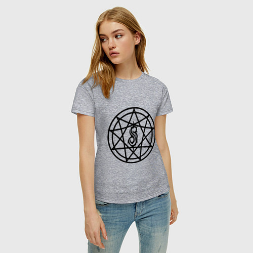 Женская футболка Slipknot Pentagram / Меланж – фото 3