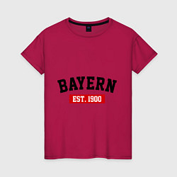 Футболка хлопковая женская FC Bayern Est. 1900, цвет: маджента