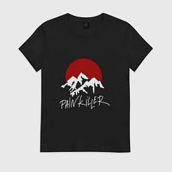 Футболка хлопковая женская Painkiller Mountain, цвет: черный