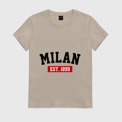 Футболка хлопковая женская FC Milan Est. 1899, цвет: миндальный