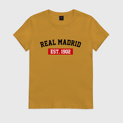 Футболка хлопковая женская FC Real Madrid Est. 1902, цвет: горчичный
