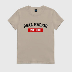 Футболка хлопковая женская FC Real Madrid Est. 1902, цвет: миндальный