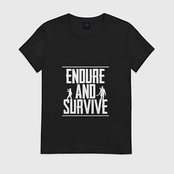 Футболка хлопковая женская Endure & Survive, цвет: черный