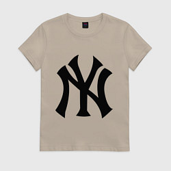 Футболка хлопковая женская New York Yankees, цвет: миндальный