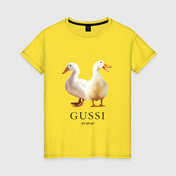 Футболка хлопковая женская GUSSI Ga-Ga, цвет: желтый