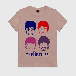 Футболка хлопковая женская The Beatles faces, цвет: пыльно-розовый