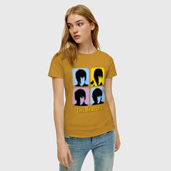 Футболка хлопковая женская The Beatles: pop-art, цвет: горчичный — фото 2