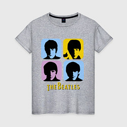 Футболка хлопковая женская The Beatles: pop-art, цвет: меланж