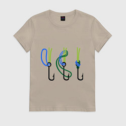 Футболка хлопковая женская Рыболовный узел, цвет: миндальный